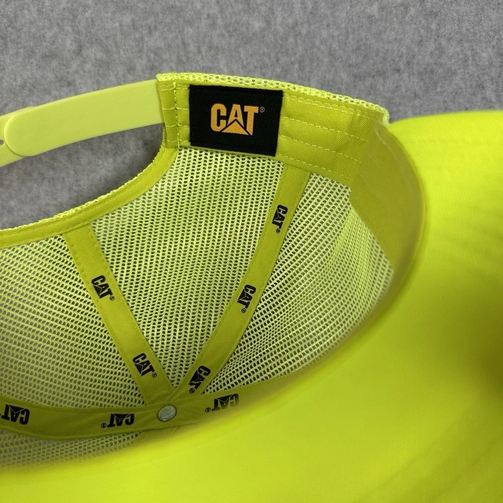 Cat Caterpillar High Visibility Neon Yellow Logo‎ Trucker Hat One Size Fits Most